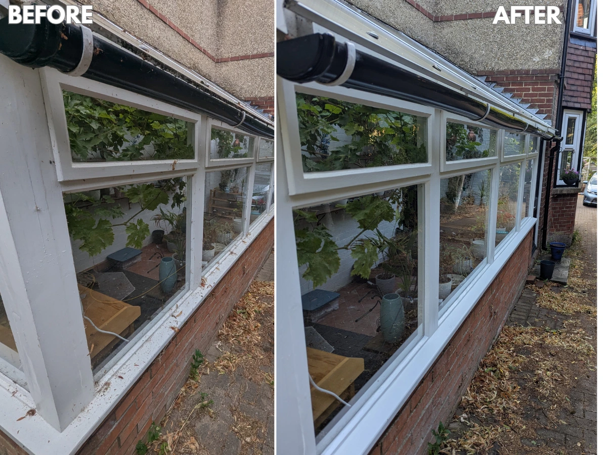 Before and after conservatory cleaning