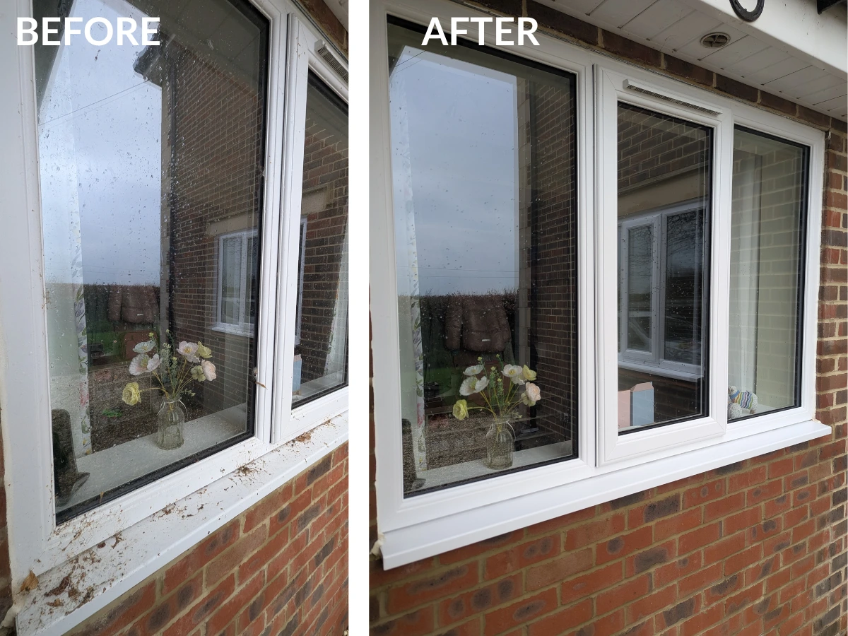 Before and after window cleaning - J E Robb Window Cleaning Swindon