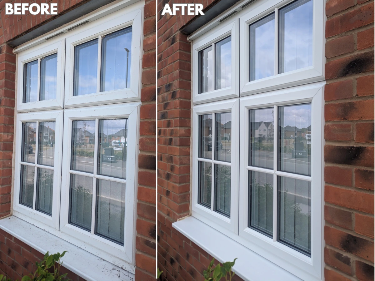 Before and after window cleaning